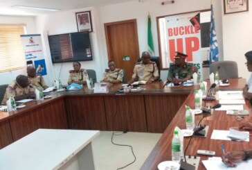 The Ag Director Defence Information Brig Gen John Agim on a courtesy visit to the management of Federal Road Safety Corps Abuja, today 14 Feb 2018
