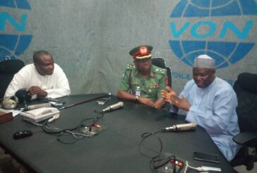 The Ag Director Defence Information Brig Gen John Agim on a familiarization visit to Voice Of Nigeria (VON) Abuja, today 14 Feb 2018