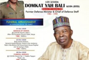 The Honourable Minister of Defence Major-General Bashir Salihi Magashi commiserate with the family of Late General Domkat Yah Bali